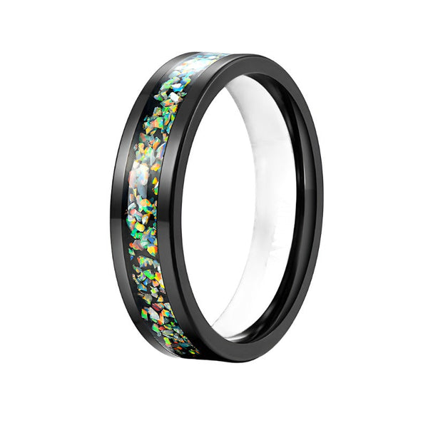 Customized Colorful 4/6mm Couple Style Black Pure Titanium Ring